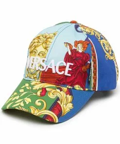 Versace flocked-logo panelled baseball cap