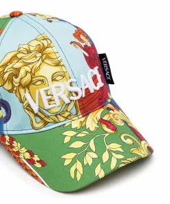 Versace flocked-logo panelled baseball cap