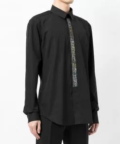 Versace rhinestone-embellished Greca shirt