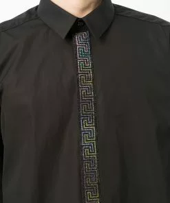 Versace rhinestone-embellished Greca shirt
