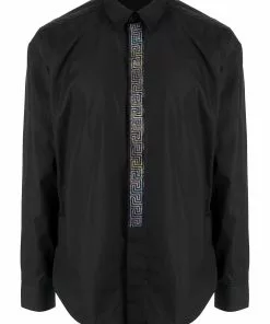 Versace rhinestone-embellished Greca shirt
