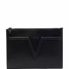 Versace V detail leather clutch bag 2 Versace V-detail leather clutch bag