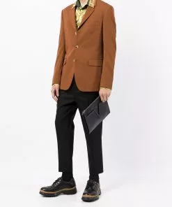 Versace V-detail leather clutch bag