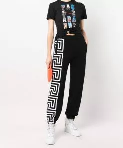Versace Greca-trim print straight track pants