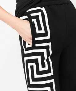 Versace Greca-trim print straight track pants