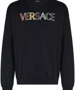 Versace logo-embroidered crew-neck sweatshirt