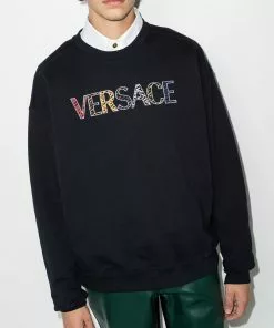 Versace logo-embroidered crew-neck sweatshirt