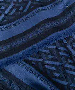 Versace geometric-pattern silk-wool scarf