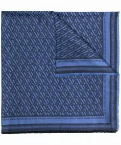 Versace geometric-pattern silk-wool scarf
