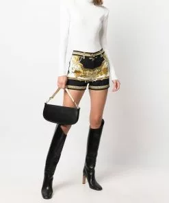 Versace baroque-print denim shorts