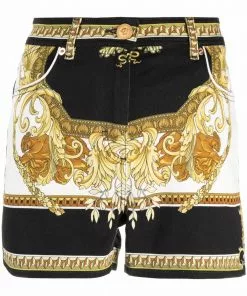 Versace baroque-print denim shorts