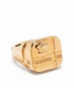Versace Medusa Greca-engraved signet ring