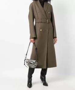 Versace belted button-detail long coat