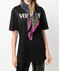 Versace panelled Greta-Print branded scarf
