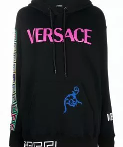 Versace logo-print long-sleeve hoodie