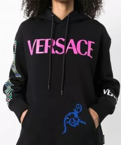 Versace logo-print long-sleeve hoodie