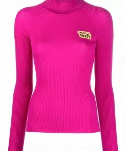 Versace chest logo-patch jumper