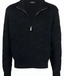 Versace ribbed-knit wool cardigan