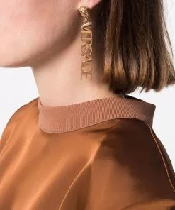 Versace Medusa logo-plaque drop earrings