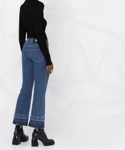 Versace logo-patch cropped jeans