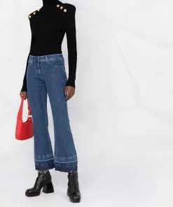 Versace logo-patch cropped jeans