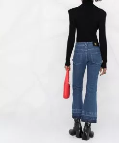 Versace logo-patch cropped jeans