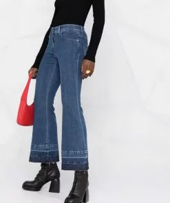 Versace logo-patch cropped jeans