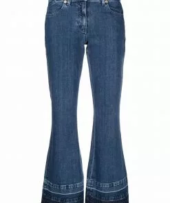 Versace logo-patch cropped jeans