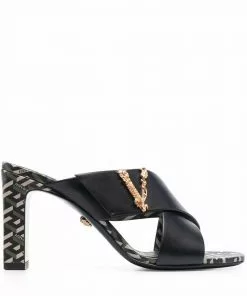 Versace Virtus La Greca print mules