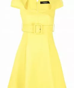 Versace belted flared dress