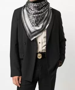 Versace Greca print frayed scarf 6 Versace Greca-print frayed scarf