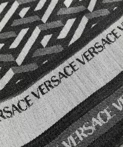 Versace Greca print frayed scarf 7 Versace Greca-print frayed scarf