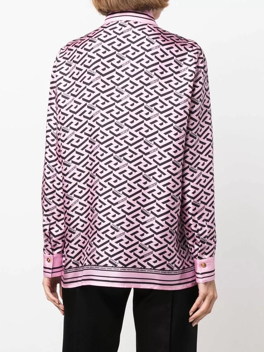 Versace Greca logo print silk shirt 6 Versace Greca logo-print silk shirt