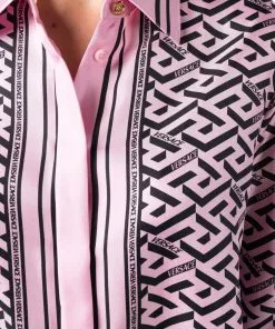 Versace Greca logo print silk shirt 11 Versace Greca logo-print silk shirt