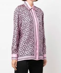 Versace Greca logo print silk shirt 9 Versace Greca logo-print silk shirt