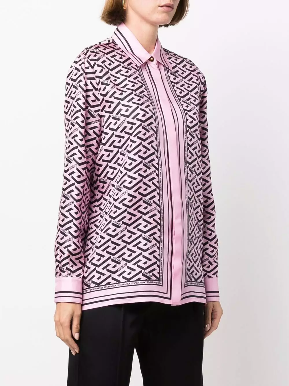 Versace Greca logo print silk shirt 5 Versace Greca logo-print silk shirt