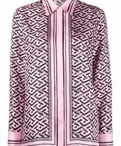Versace Greca logo-print silk shirt