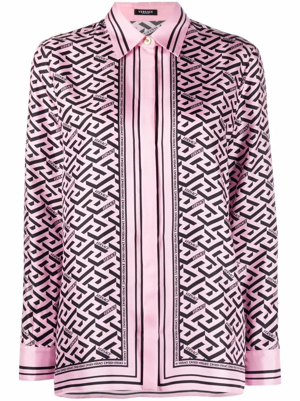 Versace Greca logo print silk shirt 3 Versace Greca logo-print silk shirt