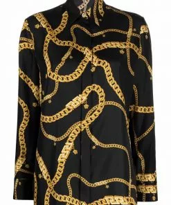 Versace chain logo-print silk shirt