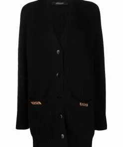 Versace Greca-plaque wool cardigan