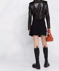 Versace logo-lining cropped biker jacket