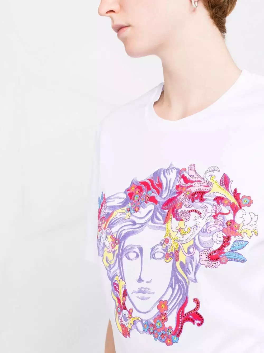 Versace Rhinestone embellished Medusa T shirt 5 Versace rhinestone-embellished Medusa T-shirt