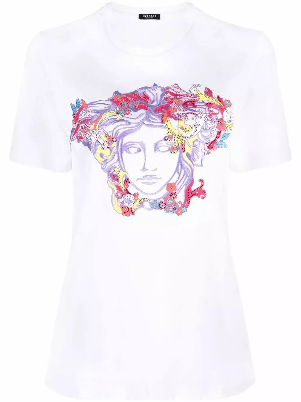 Versace Rhinestone embellished Medusa T shirt 3 Versace rhinestone-embellished Medusa T-shirt