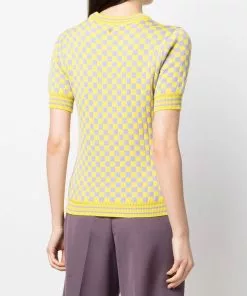 Versace checkerboard-pattern knitted top