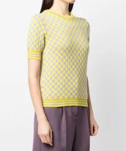 Versace checkerboard-pattern knitted top
