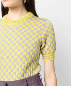 Versace checkerboard-pattern knitted top