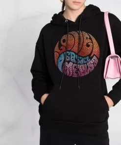 Versace rhinestone-embellished logo hoodie