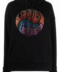 Versace rhinestone-embellished logo hoodie