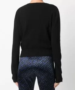 Versace logo-button V-neck cardigan