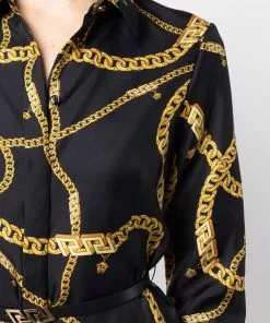 Versace Greca Chain belted silk shirt